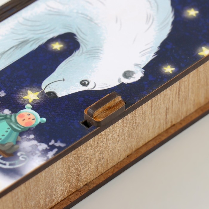 Новогодняя шкатулка  Новогодняя шкатулка "Белый медведь" 17х8,5 см