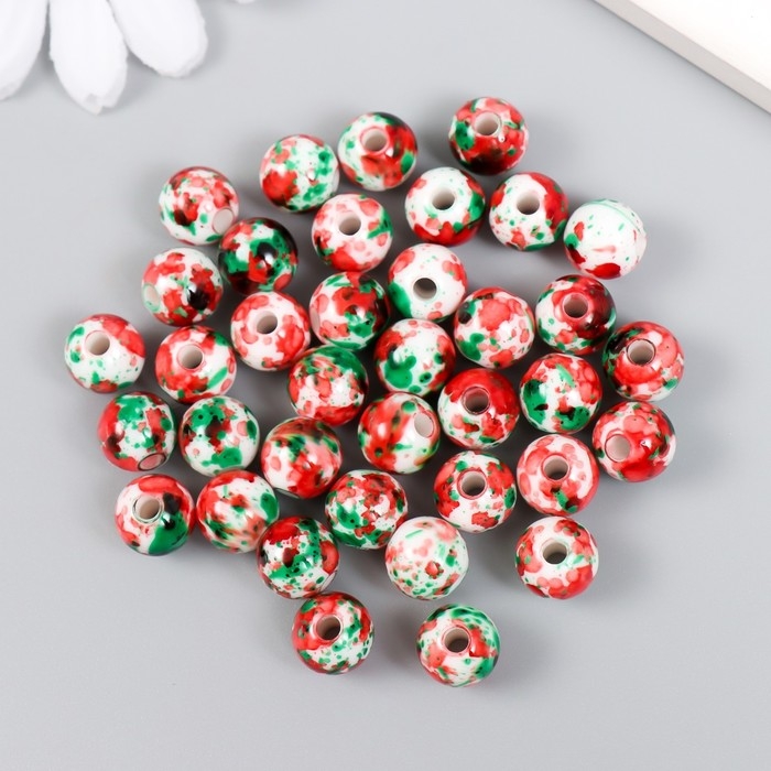 Бусины для творчества пластик Бусины для творчества пластик "Брызги краски. Красный и зелёный" набор 20 гр 1х1 см