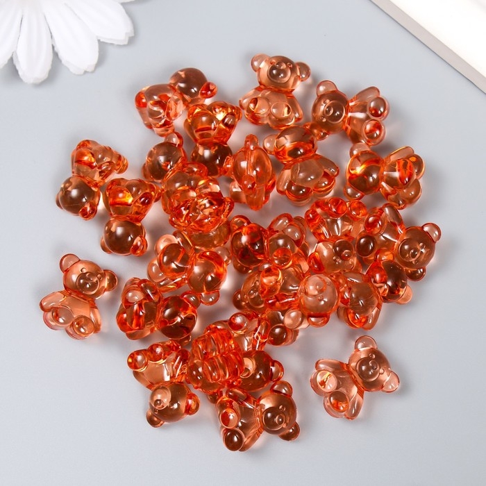 Декор для творчества пластик Декор для творчества пластик "Медвежонок" красный набор 25 шт 1,8х1,5х1 см