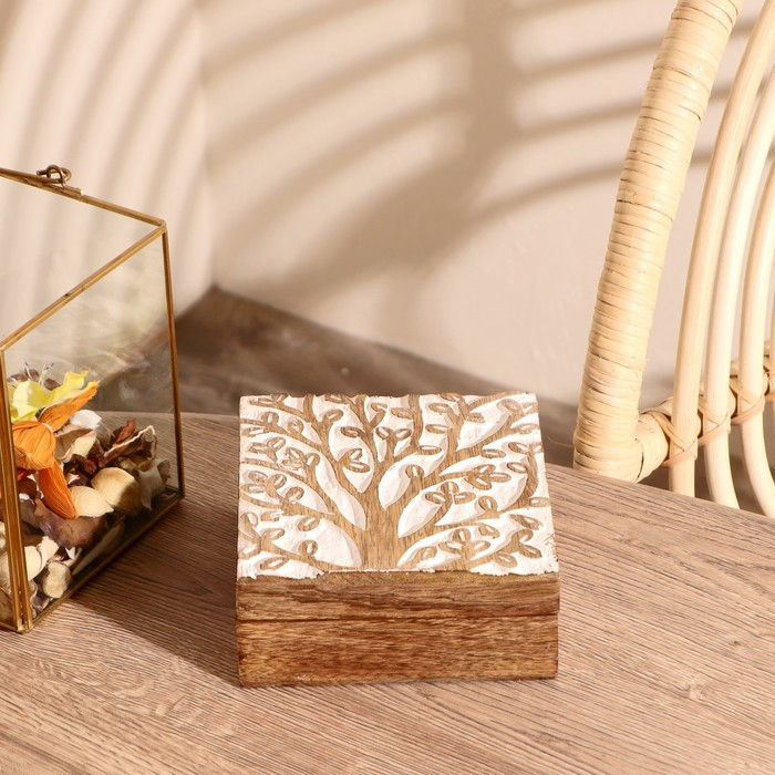 Шкатулка  Шкатулка "Цветущее дерево" дерево 14х14х6 см