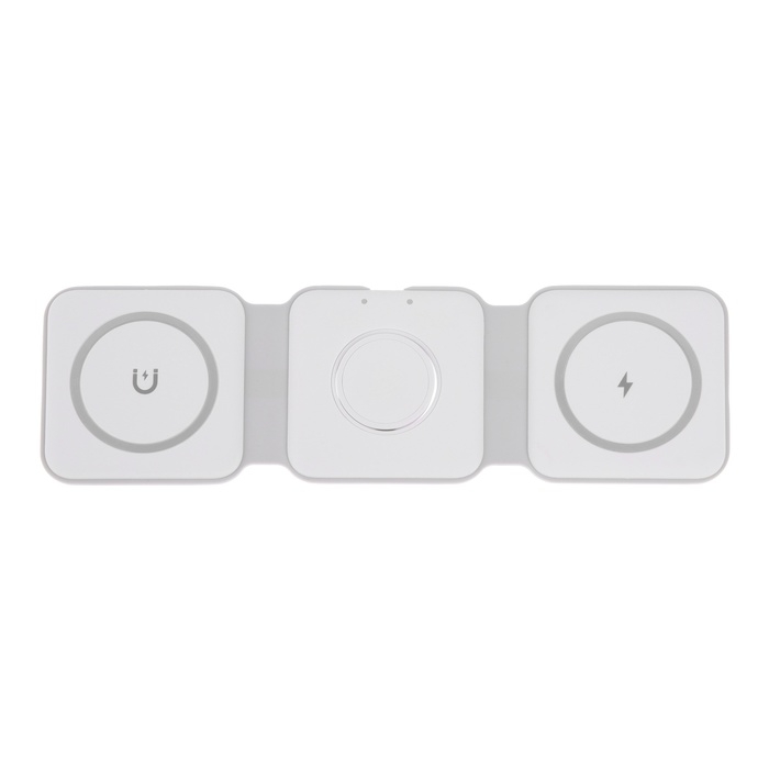 Беспроводное зарядное устройство 3 в 1 A07, 15 W, поддержка MagSafe, складная, белая