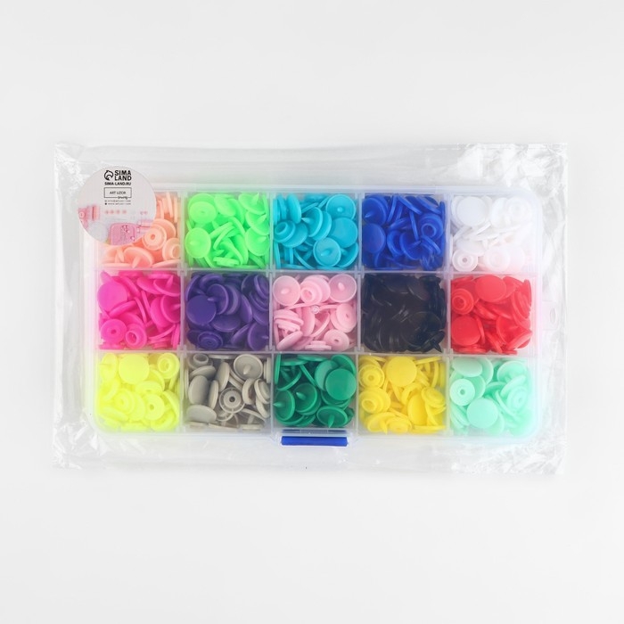 Кнопки пластиковые, d = 12 мм, 150 шт, в органайзере, цвет разноцветный Кнопки пластиковые, d = 12 мм, 150 шт, в органайзере, цвет разноцветный