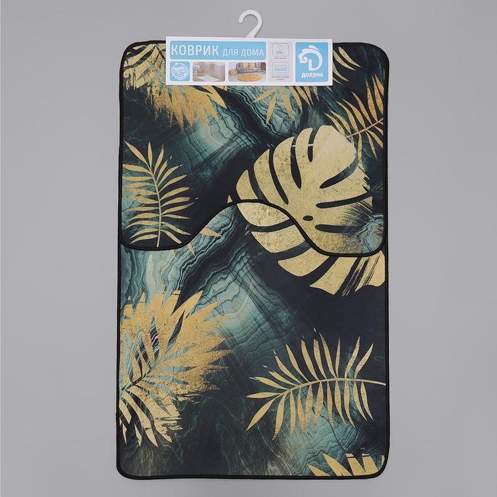 Набор ковриков для ванной и туалета Доляна «Тропический лес», 2 шт: 50×80 см, 50×40 см Набор ковриков для ванной и туалета Доляна «Тропический лес», 2 шт: 50×80 см, 50×40 см