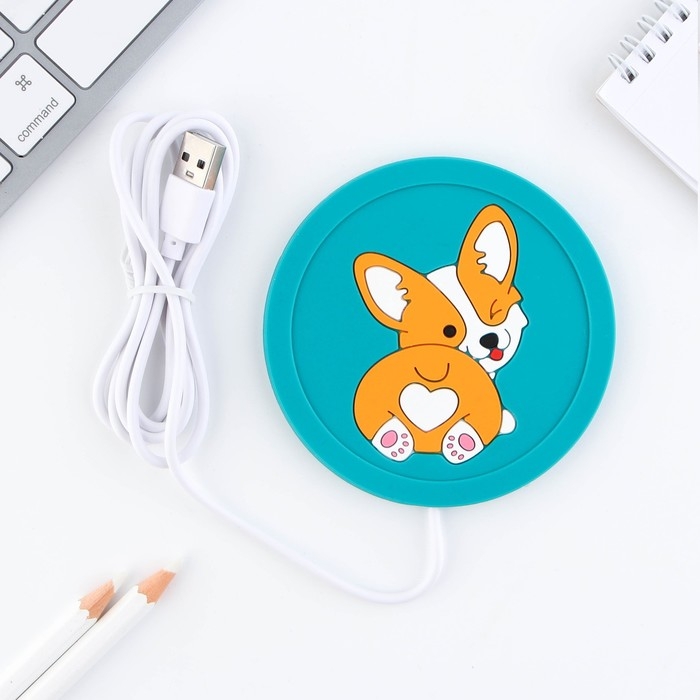 Подставка для кружки USB «Корги», 10 х 10 см. Подставка для кружки USB «Корги», 10 х 10 см.