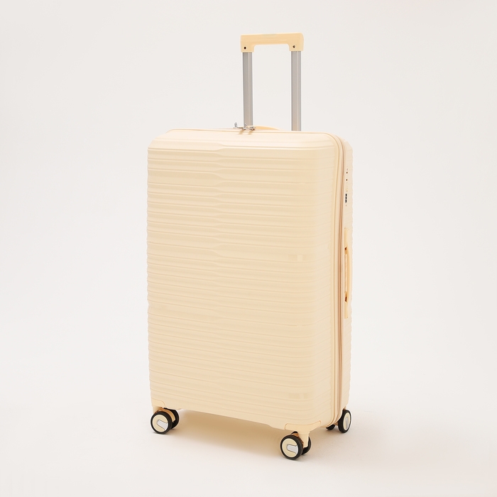 Чемодан большой 100 л (L), отдел на молнии, кодовый замок, 4 колеса, цвет бежевый Чемодан большой 100 л (L), отдел на молнии, кодовый замок, 4 колеса, цвет бежевый