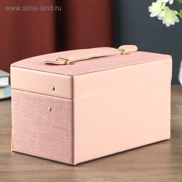 Шкатулка кожзам для украшений сундучок  Шкатулка кожзам для украшений сундучок "Розовая" комбинированная 13х15х21,5 см