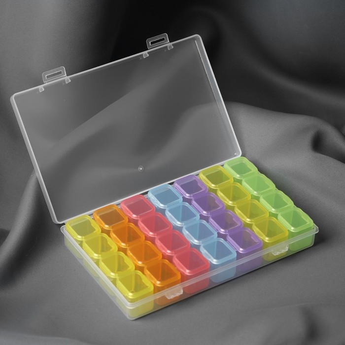 Органайзер для рукоделия, 7 органайзеров по 4 отделения, 17,5 × 10,5 × 2,5 см, цвет МИКС