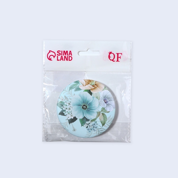 Зеркало складное «Цветы», d = 7,5 см, цвет голубой Зеркало складное «Цветы», d = 7,5 см, цвет голубой