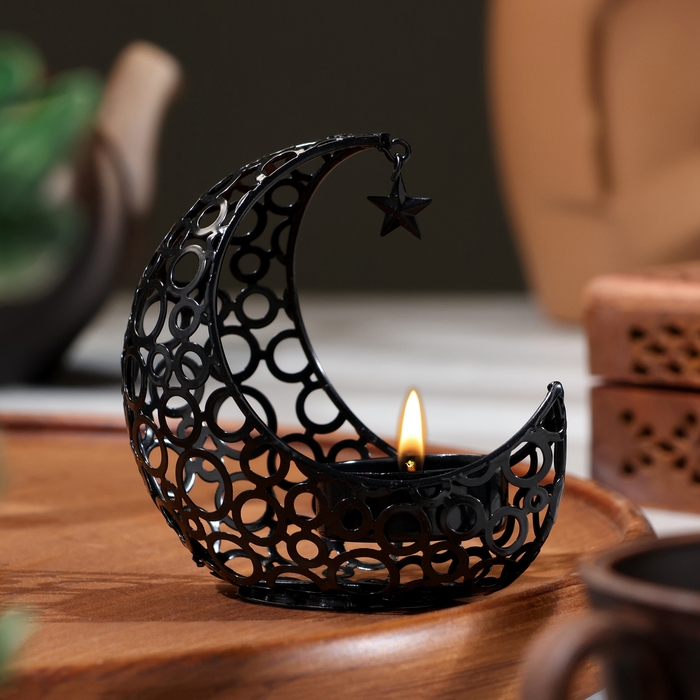 Подсвечник Подсвечник "Полумесяц", черный, 9,8х10,5 см