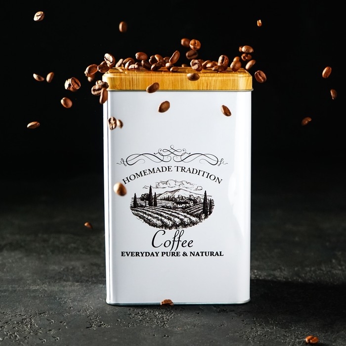 Банка для кофе &laquo;Дом и поле&raquo;, 19&times;12&times;8 см, цвет белый