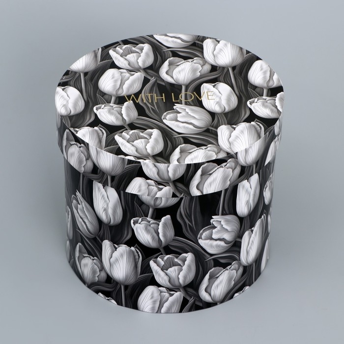 Набор шляпных коробок для цветов 4 в 1, упаковка подарочная, «Чёрно-белый», 14 х 13 см - 20 х 17.5 см