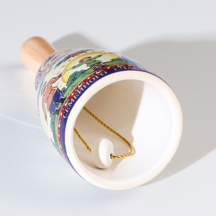 Колокольчик с ручкой  Колокольчик с ручкой "Матрешка" средняя, керамика, микс