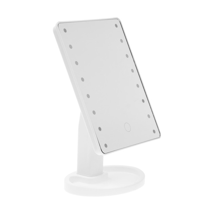 Зеркало Luazon KZ-06, подсветка, 26.5 х 16 х 12 см, 16 диодов, сенсорная кнопка, белое Зеркало Luazon KZ-06, подсветка, 26.5 х 16 х 12 см, 16 диодов, сенсорная кнопка, белое