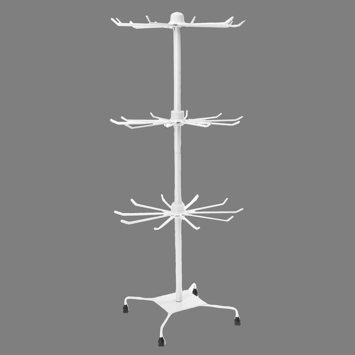 Вертушка, 3 яруса по 10 крючков, 28×28×65, цвет белый