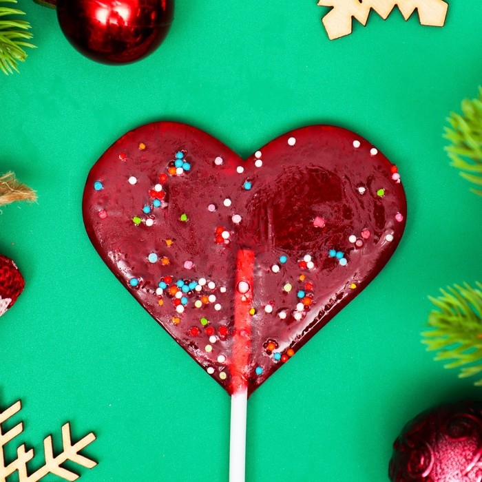 Новый год. Карамель леденцовая на палочке, с декором, Новый год. Карамель леденцовая на палочке, с декором, "Конфетти", МИКС, 40 г