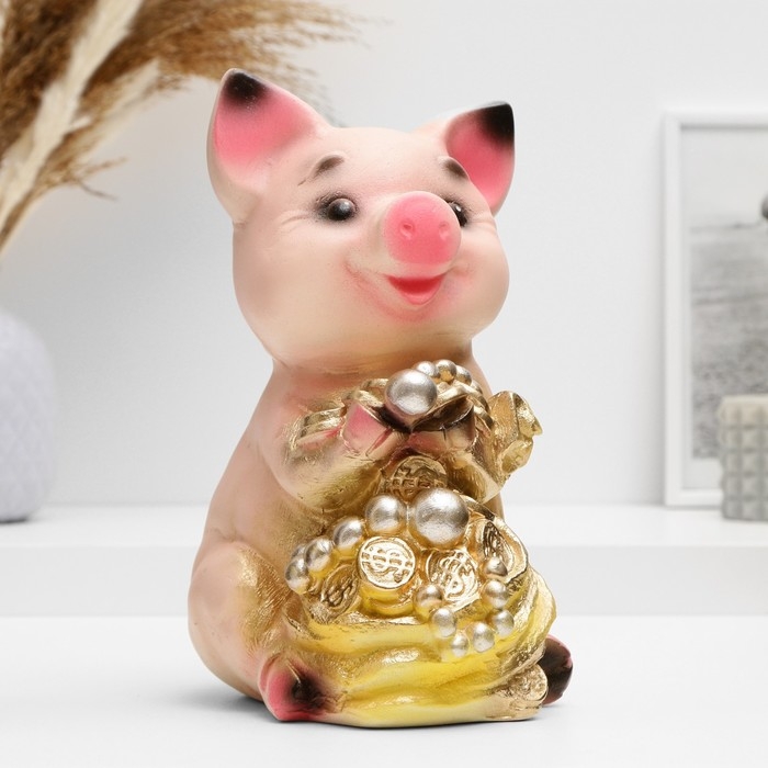 Копилка Копилка "Поросенок большой с мешком" 17х14х24см МИКС