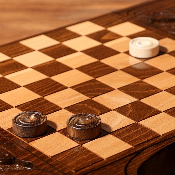 Нарды ручной работы  Нарды ручной работы "Орел атакующий" с ручкой, 60х30 см, с шахматным полем, массив ореха, Армения