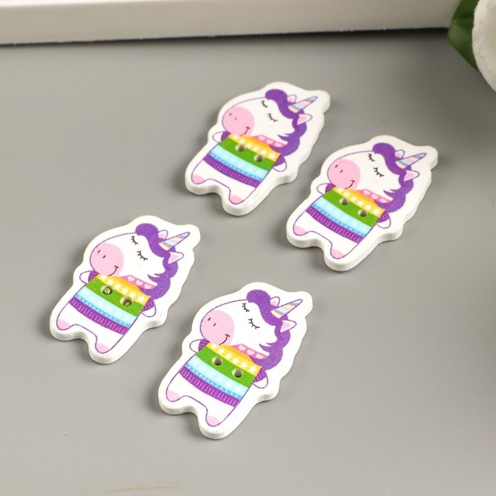 Набор пуговиц для творчества дерево "Единорожка в свитере" набор 15 шт 3,4х2,1 см