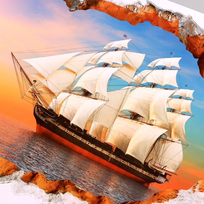 Наклейка 3Д интерьерная Фрегат 90*60см Наклейка 3Д интерьерная Фрегат 90*60см