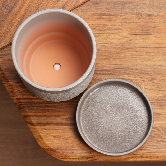 Горшок цветочный Горшок цветочный "Брюссель" серый серебро цилиндр №2, 1,5 л