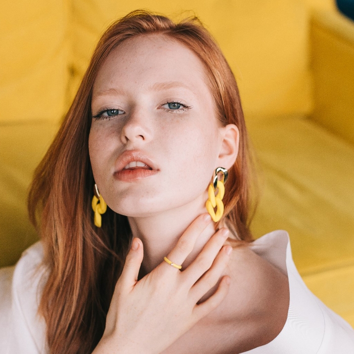 Серьги пластик «Цепь» дива, цвет жёлтый в золоте Серьги пластик «Цепь» дива, цвет жёлтый в золоте