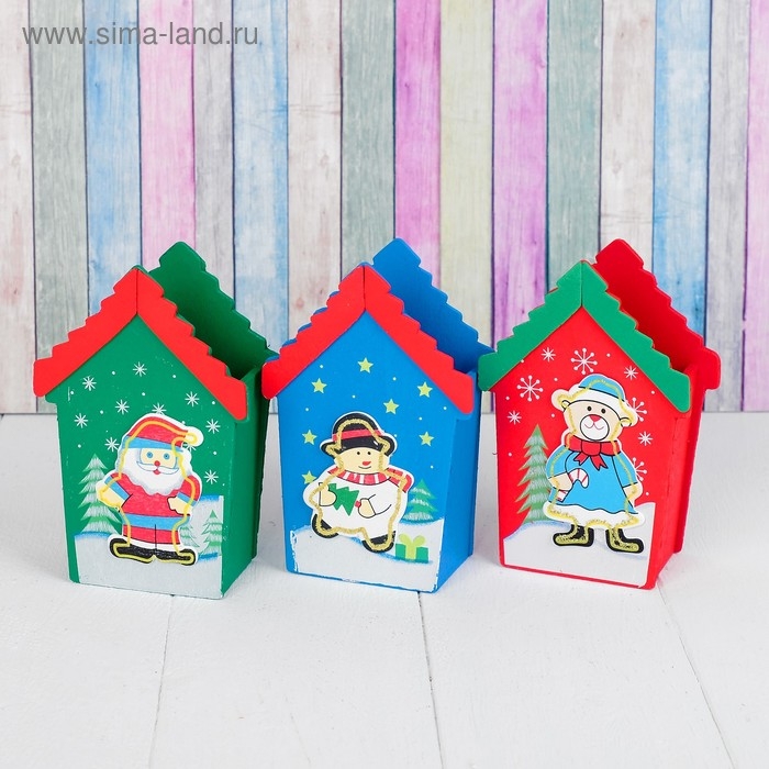 Карандашница «Новогодний дом», МИКС Карандашница «Новогодний дом», МИКС