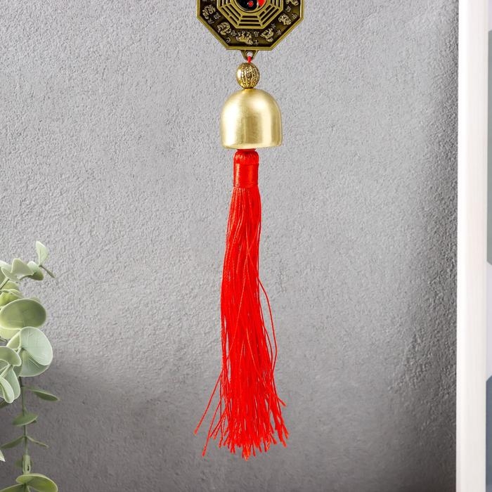 Колокольчик металл  Колокольчик металл "Монета Инь-ян с узлом счастья" 1 колокол 38х5х3 см