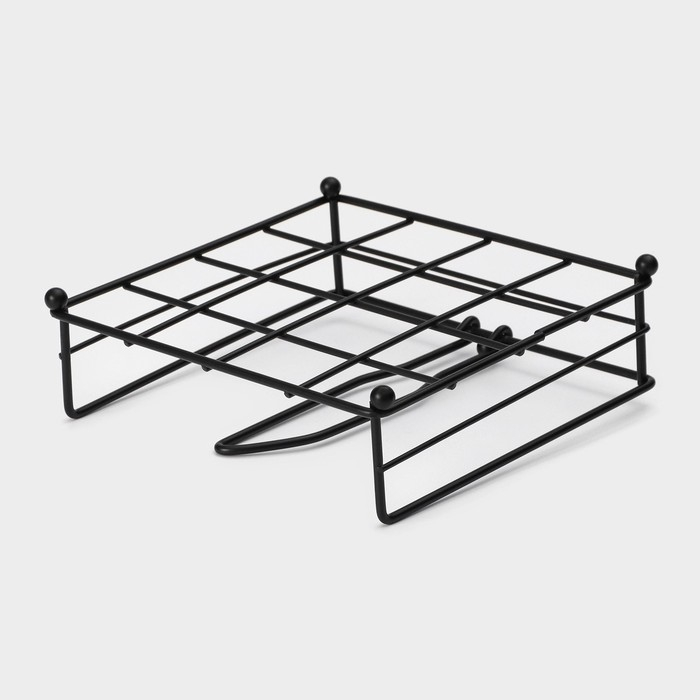 Салфетница Доляна «Столовые приборы», с держателем, 17,5×18×6 см, цвет чёрный Салфетница Доляна «Столовые приборы», с держателем, 17,5×18×6 см, цвет чёрный