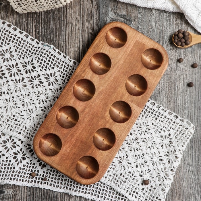 Подставка для яиц Adelica, 10 отделений, 12×25×1,8 см, массив берёзы Подставка для яиц Adelica, 10 отделений, 12×25×1,8 см, массив берёзы