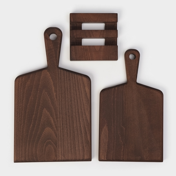 Набор разделочных досок на подставке Wild Kitchen, 34.5×19×2 см и 28.5×16 см, бук темный