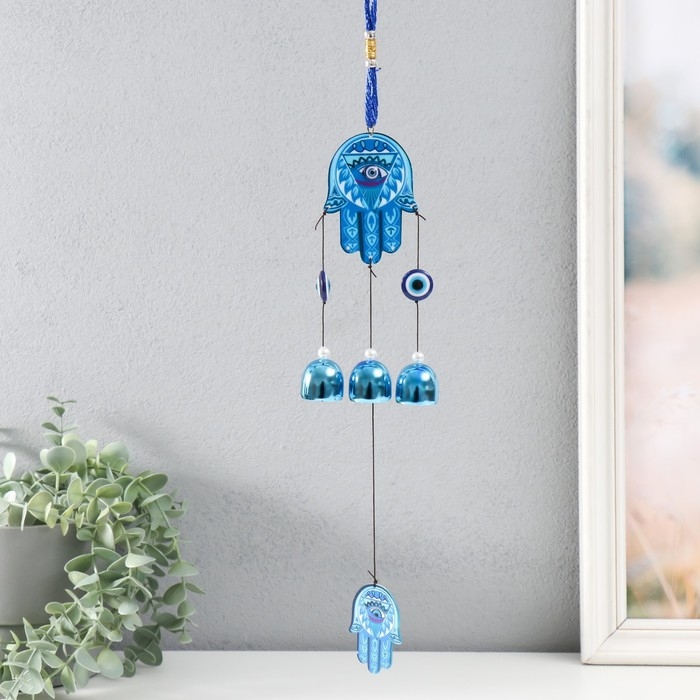 Музыка ветра металл, дерево Музыка ветра металл, дерево "Абхая мудра" 3 колокольчика h=34 см