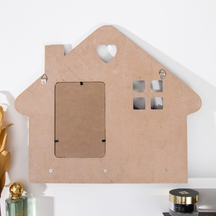 Крючки декоративные дерево+фоторамка 10х15 см Крючки декоративные дерево+фоторамка 10х15 см "Домик с лавандой на окне" 38х0,9х32 см