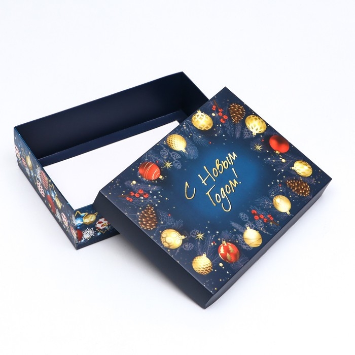 Новый год. Коробка подарочная новогодняя складная, крышка-дно, Новый год. Коробка подарочная новогодняя складная, крышка-дно, "Елочные игрушки", 21 х 15 х 5,7 см