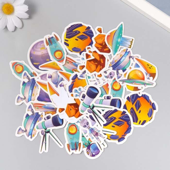 Наклейки для творчества Наклейки для творчества "Полёт в космос" тиснение серебро набор 48 шт 9х7х0,8 см