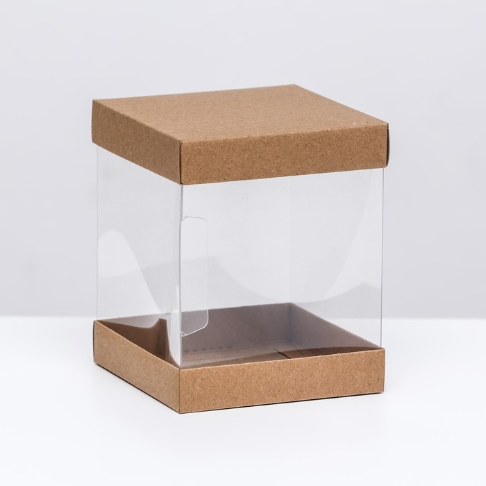Коробка с PVC Мини 10 X 10 X 12 см Коробка с PVC Мини 10 X 10 X 12 см "Крафт"