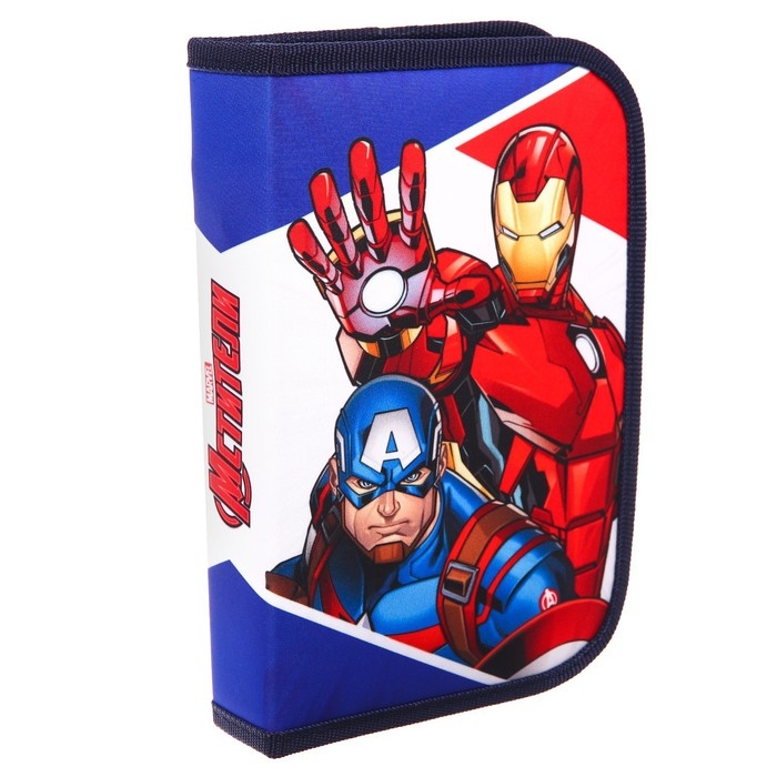 Пенал каркасный, 1 секция, 140х210х40 мм, откидной карман, тканевый, Мстители Пенал каркасный, 1 секция, 140х210х40 мм, откидной карман, тканевый, Мстители