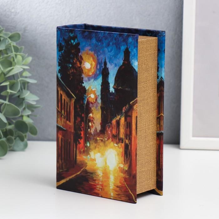 Сейф-книга дерево под шёлк  Сейф-книга дерево под шёлк "Улицы ночного города" 17х11х5 см