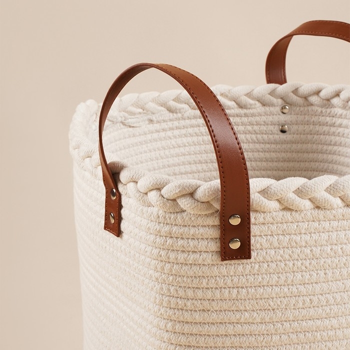 Корзина для белья плетеная круглая SL Home Cotton, хлопок, 35×40 см Корзина для белья плетеная круглая SL Home Cotton, хлопок, 35×40 см