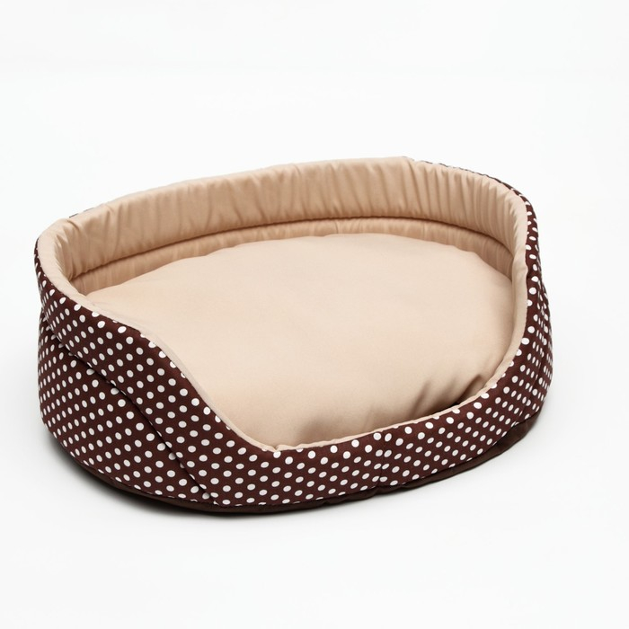 Лежанка  Лежанка "Горошек", 49 х 36 х 17 см, бязь, коричневая