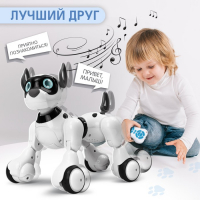 Робот собака Koddy IQ BOT, на пульте управления, интерактивный: звук, свет, танцующий, музыкальный, на аккумуляторе