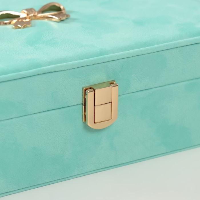 Шкатулка текстиль для украшений Шкатулка текстиль для украшений "Бант" голубой 22х14,5х7 см