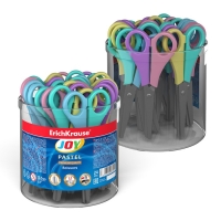 Ножницы детские ErichKrause Joy Pastel, 13.5 см, с закруглёнными концами лезвий, ударопрочный пластик, в тубусе, МИКС