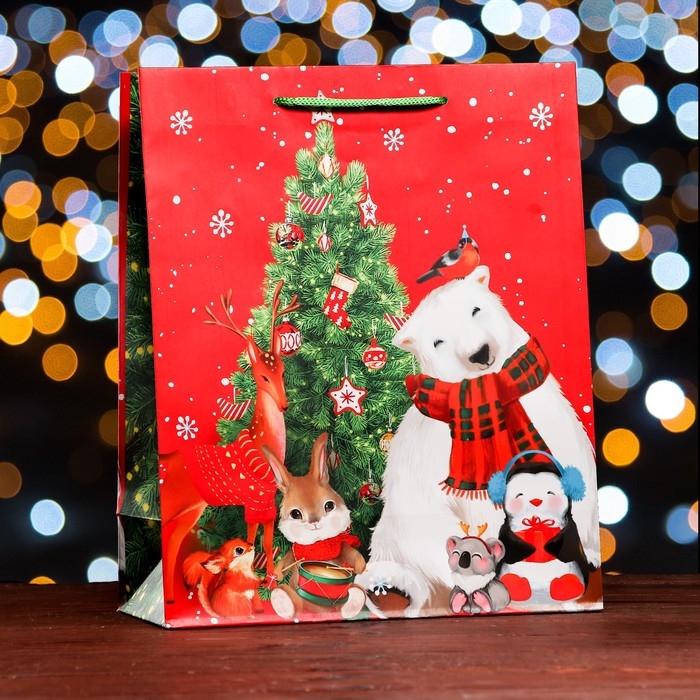 Новый год. Пакет подарочный "Сказочный замок ", 26 х 32 х 12 см.