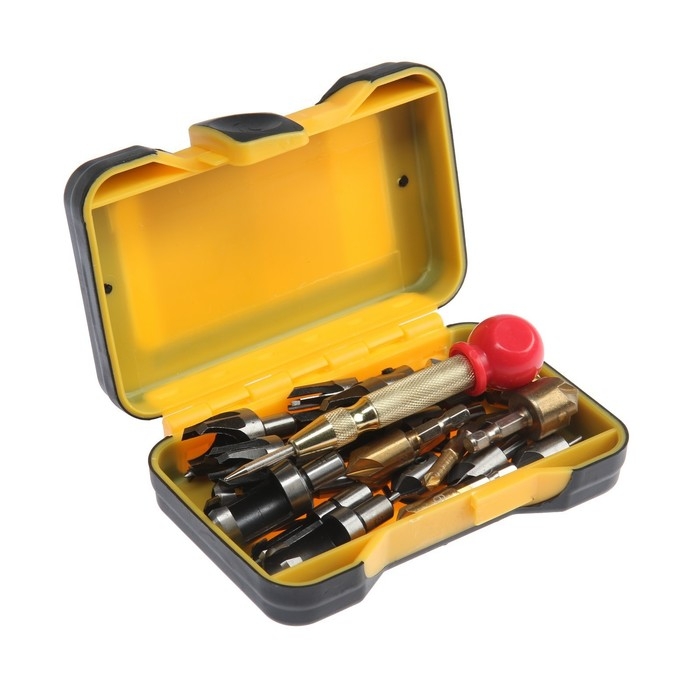 Набор сверл с зенковкой ТУНДРА, шестигранные и круглые хвостовики, 23 шт. Набор сверл с зенковкой ТУНДРА, шестигранные и круглые хвостовики, 23 шт.