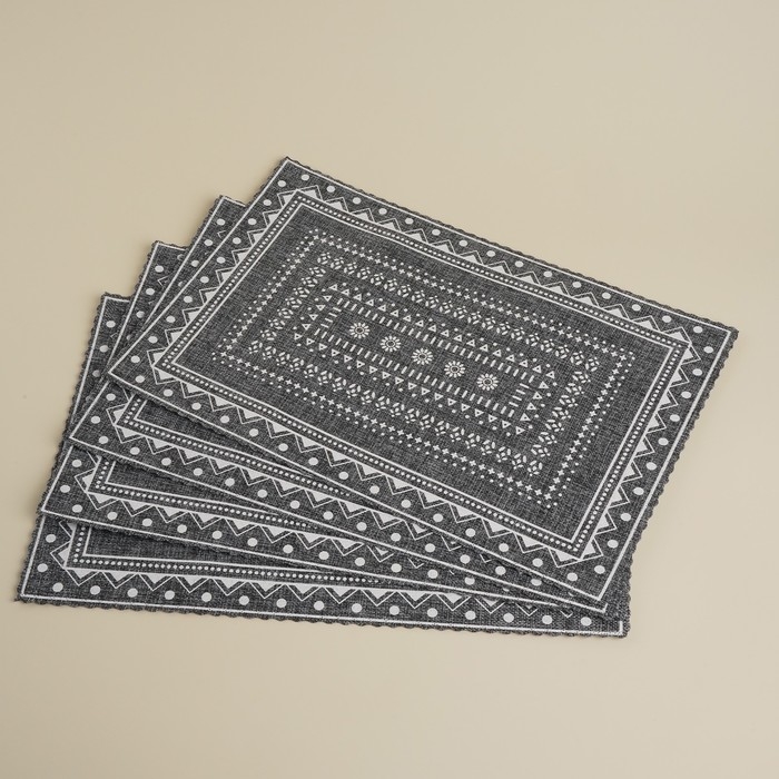 Набор салфеток сервировочных SL Home, 4 шт, 44×29 см, цвет серый Набор салфеток сервировочных SL Home, 4 шт, 44×29 см, цвет серый