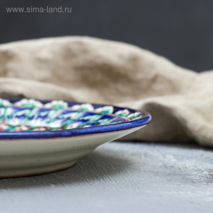 Тарелка Риштанская Керамика Тарелка Риштанская Керамика "Цветы", 22 см, синяя микс