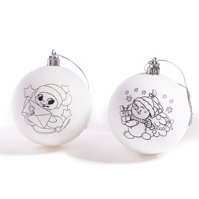 Ёлочные шары под раскраску на новый год «Исполнения желаний», d = 7 см, 2 шт, новогодний набор для творчества Ёлочные шары под раскраску на новый год «Исполнения желаний», d = 7 см, 2 шт, новогодний набор для творчества