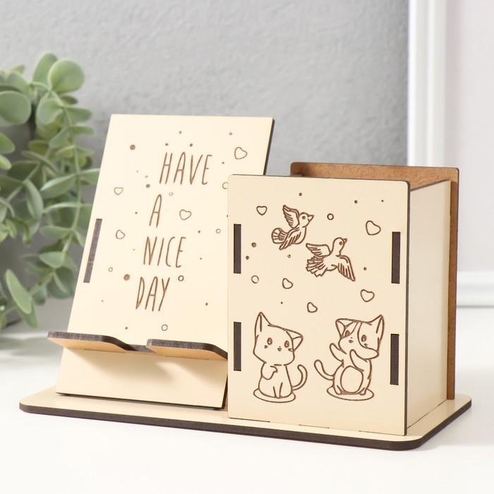 Органайзер настольный Органайзер настольный "Котики" 18х12,5х9 см (набор 9 деталей)