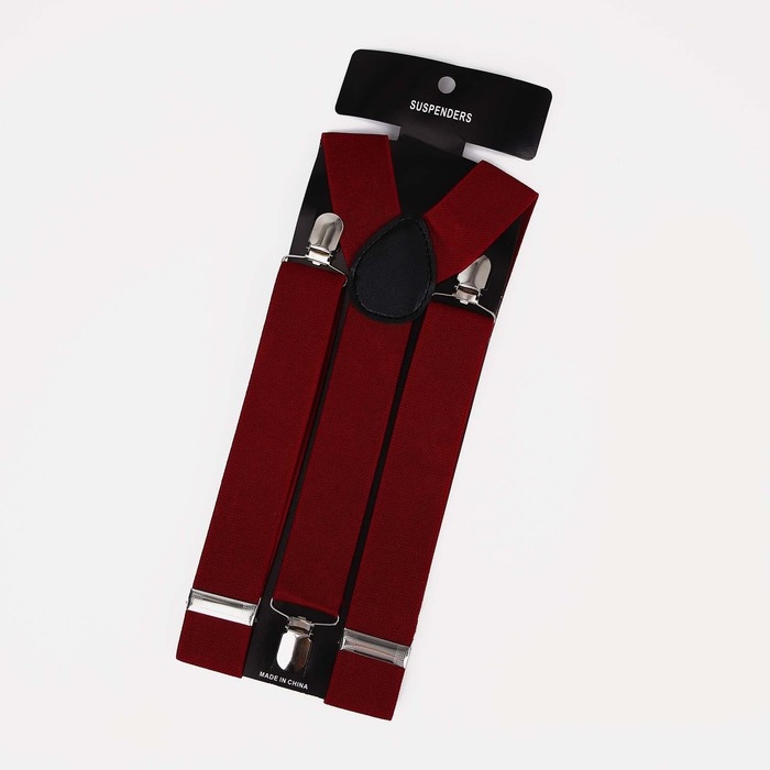 Подтяжки взрослые, ширина 3.5 см, цвет бордовый Подтяжки взрослые, ширина 3.5 см, цвет бордовый