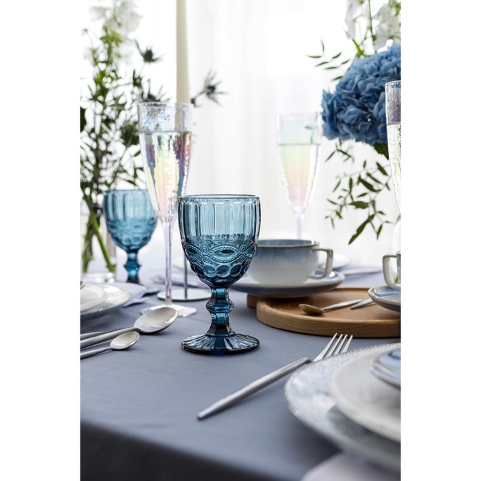 Бокал для вина стеклянный Magistro «Ла-Манш», 250 мл, 8×15,5 см, цвет синий Бокал для вина стеклянный Magistro «Ла-Манш», 250 мл, 8×15,5 см, цвет синий